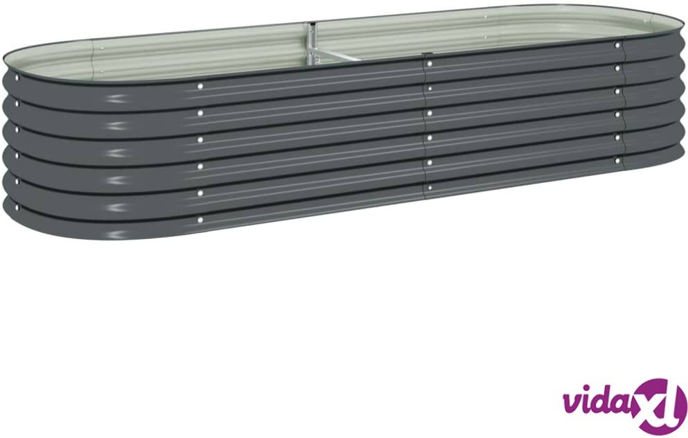 vidaXL Garden Raised Bed 240x80x44 cm Galvanised Steel Grey