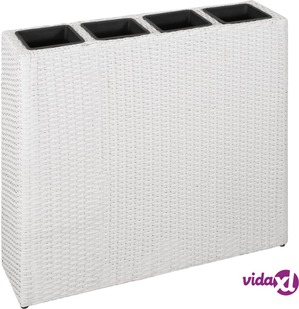 vidaXL Garden Raised Bed with 4 Pots Poly Rattan White