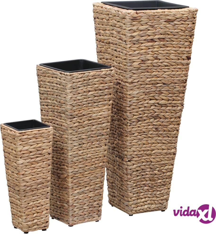 vidaXL Garden Raised Beds 3 pcs Water Hyacinth Brown