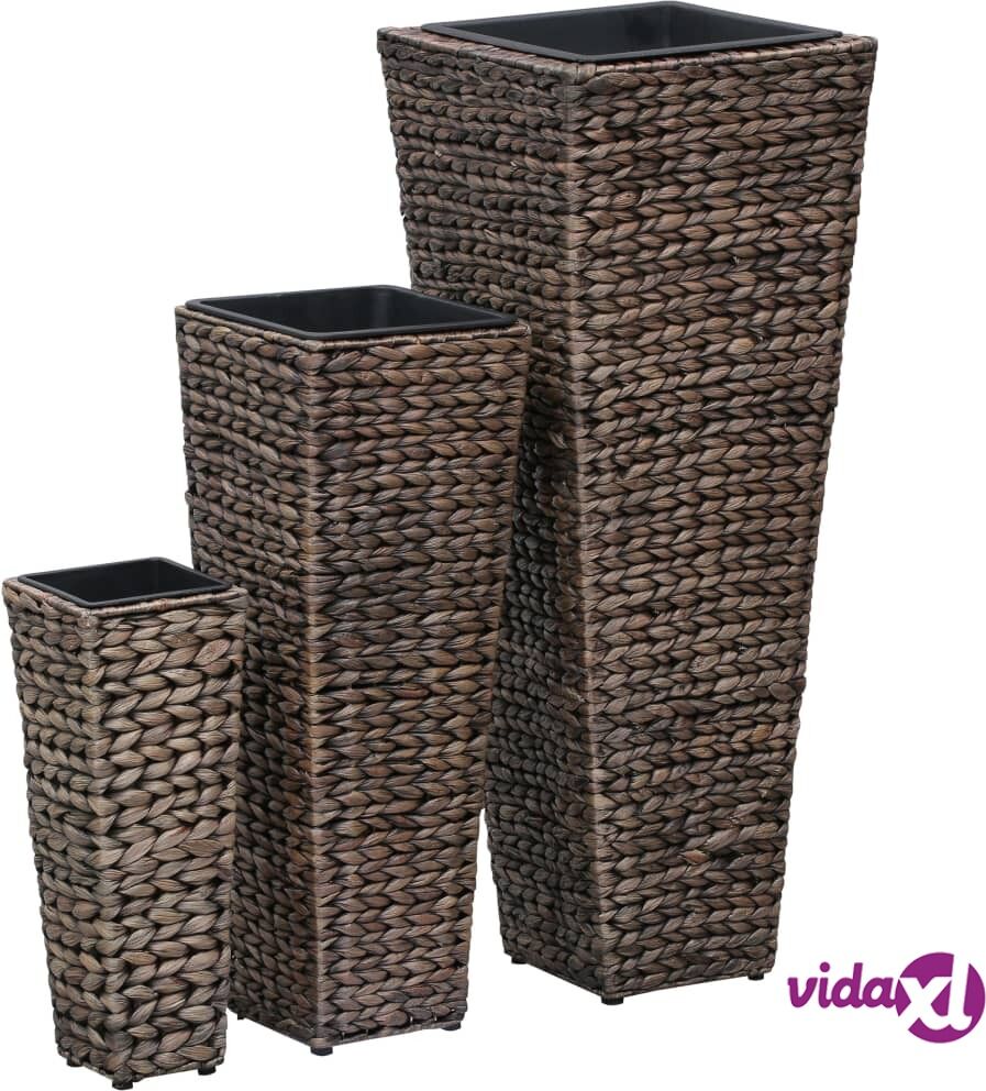 vidaXL Garden Raised Beds 3 pcs Water Hyacinth Dark Brown