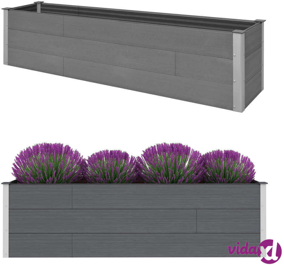 vidaXL Garden Raised Bed Grey 200x50x54 cm WPC