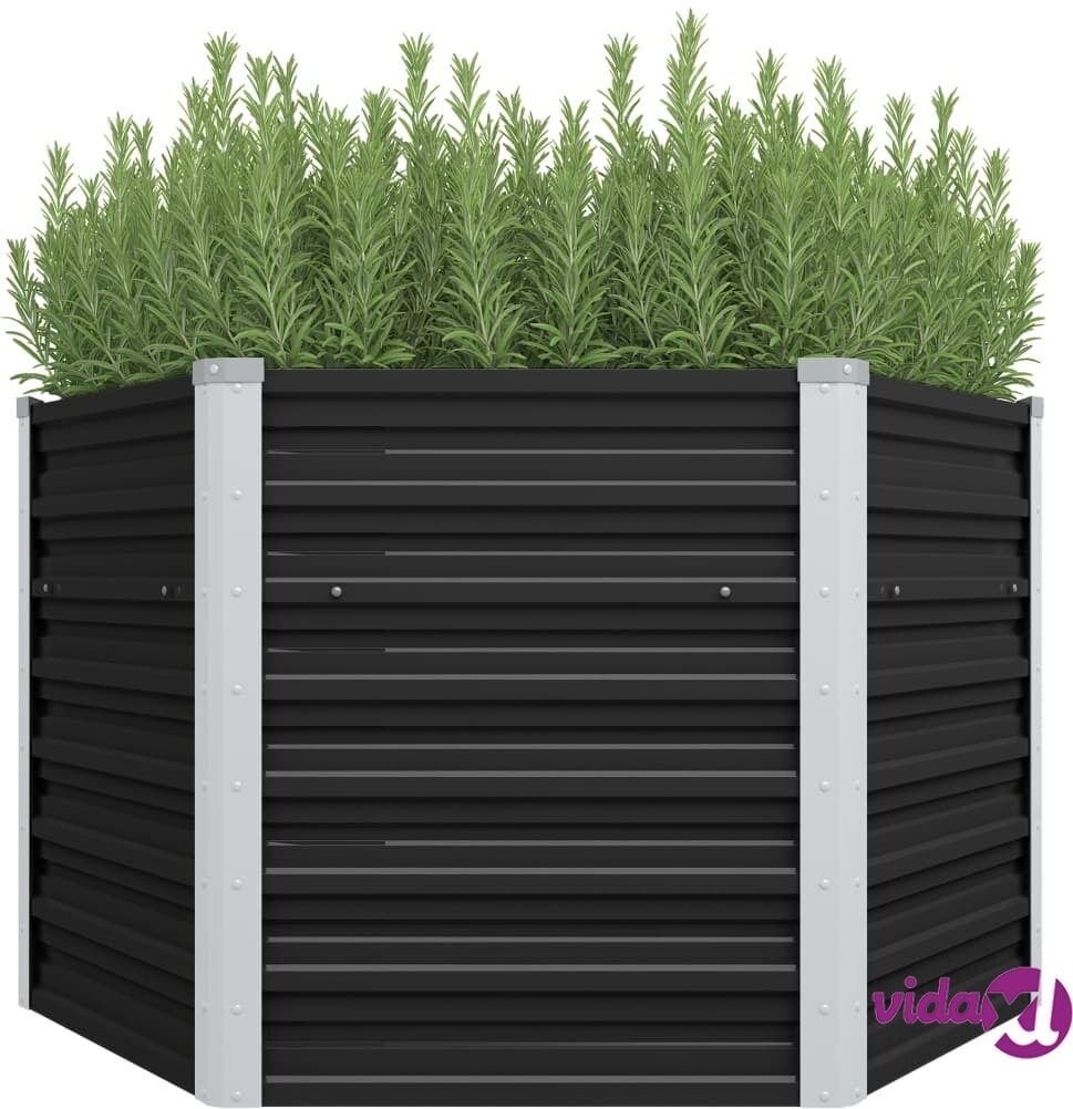 vidaXL 45734 vidaXL Garden Raised Bed Anthracite 129x129x77 cm Galvanised Steel