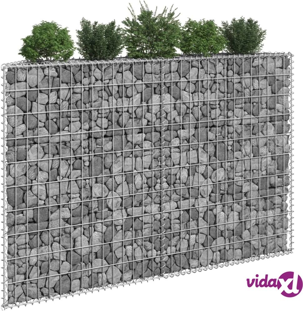 vidaXL Trapezium Gabion Raised Bed Galvanised Steel 150x20x100 cm