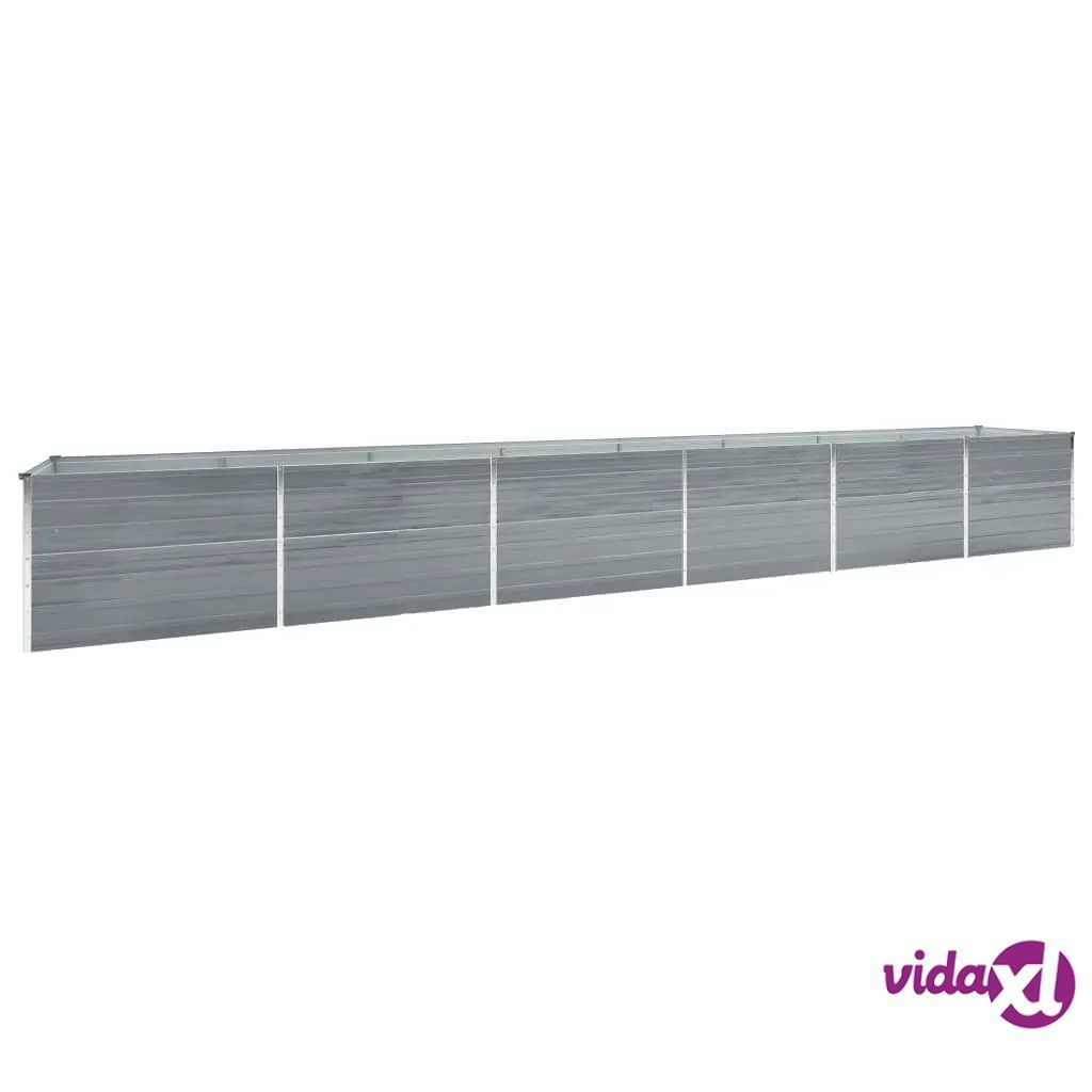 vidaXL Garden Raised Bed Galvanised Steel 600x80x77 cm Grey