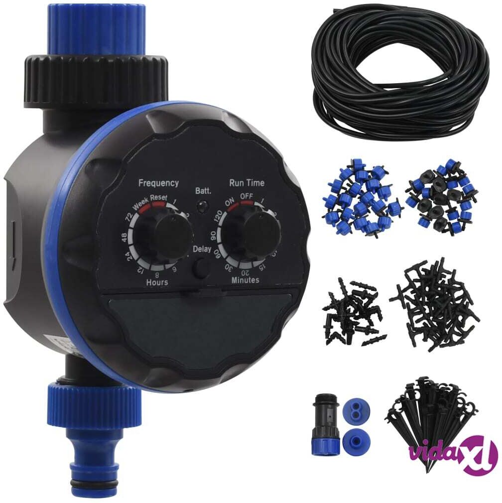 vidaXL 142 Piece Outdoor Automatic Drip Watering Kit with Water Timer