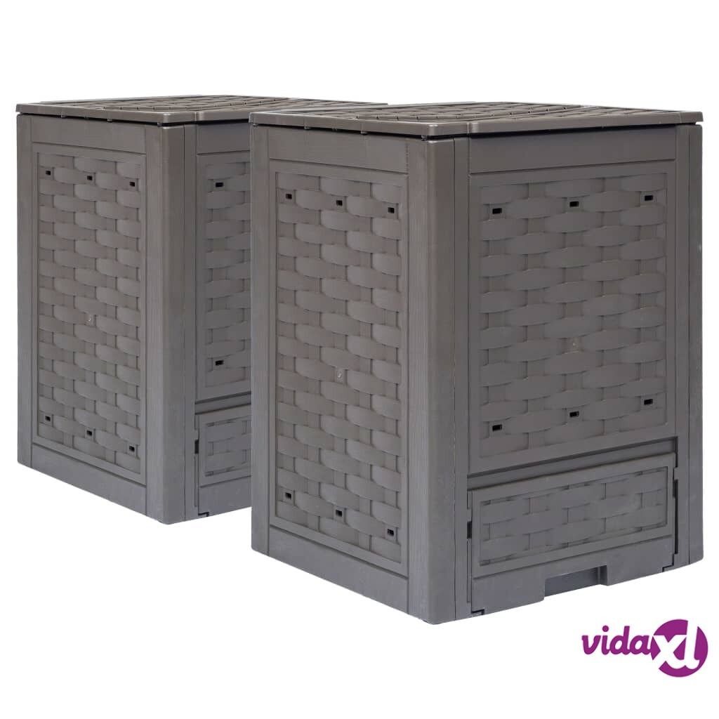 vidaXL Garden Composters 2 pcs Brown 60x60x83 cm 600 L