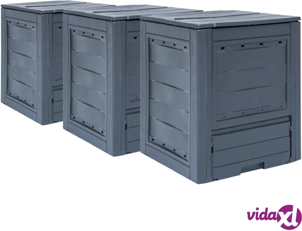 vidaXL Garden Composters 3 pcs Grey 60x60x73 cm 780 L