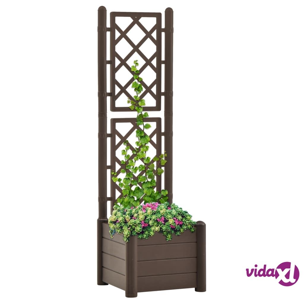 vidaXL Garden Planter with Trellis 43x43x142 cm PP Mocha