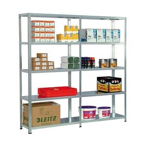 PROREGAL Fachbodenregal ADLER Schraubsystem   Medium-Duty   Grundregal   HxBxT 250x128x30cm   6 Ebenen, Fachlast 250kg   Beidseitig nutzbar   Verzinkt