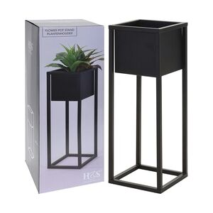 H&S Collection Blumentopf mit Ständer Metall Schwarz 60 cm