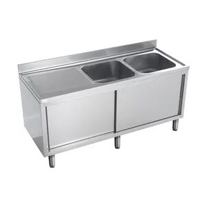 Inox E Inox GastroHero Spülschrank Eco 16x6 mit 2 Becken rechts