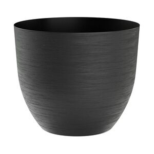 TERA eleganter OVER Blumentopf, Polyethylen-Pflanzgefäß für drinnen/draußen, 5mm Dicke, raue Oberfläche, Wasservorrat, Durchmesser 48cm, schwarz