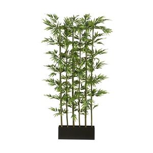 CREATIV green künstliche Pflanze Bambusraumteiler x 5, ca 165cm, 1320 Bl., Naturstamm, grün, Holzkasten 50x12x18cm schwarz