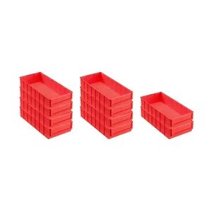 PROREGAL 10x Rote Industriebox 400 B   HxBxT 8,1x18,3x40cm   4,7 Liter   Sichtlagerkasten, Sortimentskasten, Sortimentsbox, Kleinteilebox
