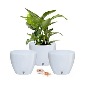 Santino Deco Twin Blumentopf selbstbewässernd Premiumqualität 3er-Set Ø 17 cm, H 15 cm Weiß