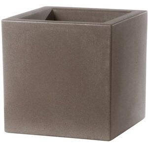 Teraplast - Moderner Vase Cubo Schio Essential aus Kunststoff für Garten und Blumen und Pflanzen -60 cm / Cappuccinofarbe