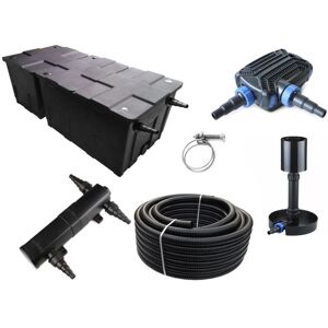 AQUARISTIKWELT24 Kammerfilter Set CBF 550 B mit 50W Eco Pumpe 10m Schlauch bis 90.000l Nr.79