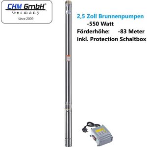 CHM GmbH® Brunnenpumpe 2,5 Zoll 550 Watt 8,2 Bar 2700 L/h sandresistent bis zu 5 %