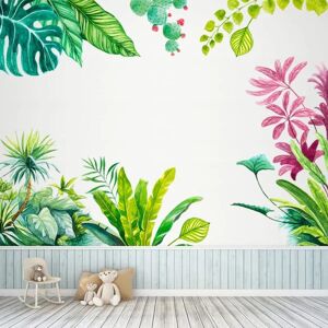Vægklistermærker Tropical Green Plants Wall Decals for Soveværelse Livin