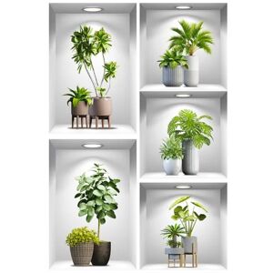 Grøn plante vægklistermærke med tropisk plante potte vægklistermærke Grøn