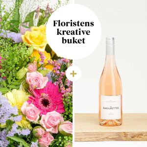 Interflora Floristens kreative buket med Les Amourettes, Rosé Pays d`Oc