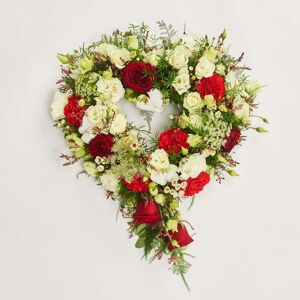 Interflora Blomsterhjerte i klassisk stil - rød og hvid