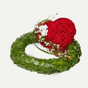 Interflora Krans med hjerte i klassisk stil - rød og hvid