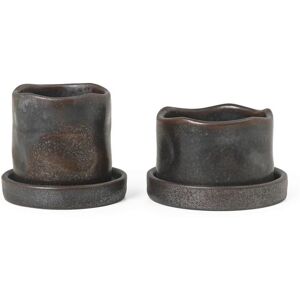 Ferm Living Uneru Mini Pots Set Of 2 - Black/Brown