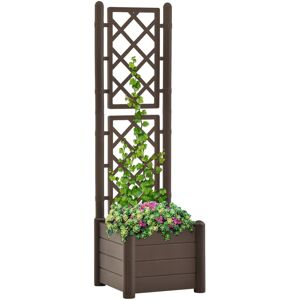 vidaXL plantekasse med espalier 43x43x142 cm PP mokkafarvet