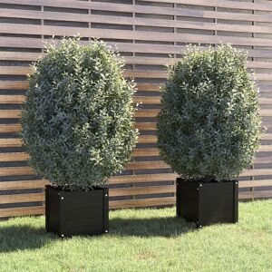 vidaXL plantekasser 2 stk. 40x40x40 cm massivt fyrretræ sort