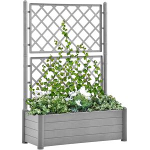 vidaXL plantekasse med espalier 100x43x142 cm PP stengrå