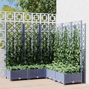 vidaXL plantekasse med espalier 120x120x121,5 cm PP mørkegrå