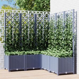 vidaXL plantekasse med espalier 120x120x136 cm PP mørkegrå