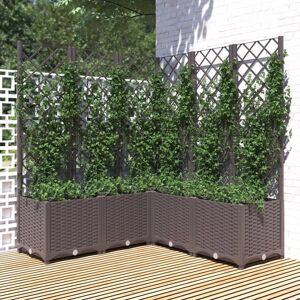 vidaXL plantekasse med espalier 120x120x136 cm PP brun