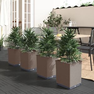 vidaXL plantekasser 4 stk. 30x30x37 cm polypropylen brun