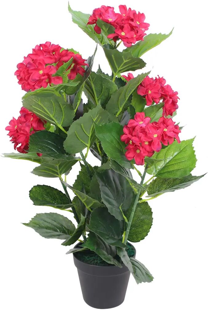 vidaXL kunstig hortensia-plante med urtepotte 60 cm rød