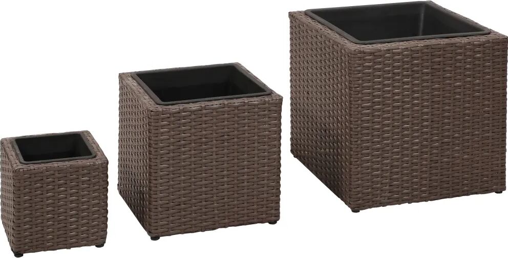 vidaXL plantekrukker 3 stk. polyrattan brun