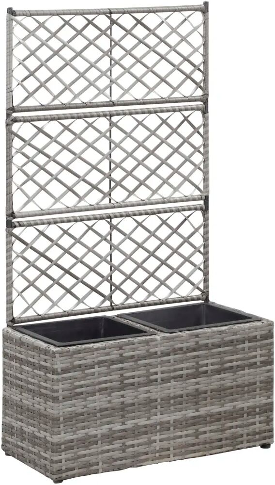 vidaXL espalier med plantekasse 2 krukker 58x30x107 polyrattan grå