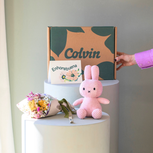 Flores a Domicilio - Pack Baby: Mini Ramo con Peluche Miffy Rosa y Dedicat - COLVIN