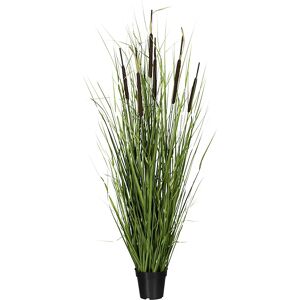 kaiserkraft Manojo de hierba con espigas de junco, altura 1500 mm, número de flores 7, maceta de 150 x 170 mm