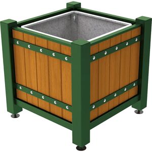 PROCITY Recipiente para plantas SARLAT, H x A x P 855 x 880 x 880 mm, barnizado en color roble claro, verde musgo