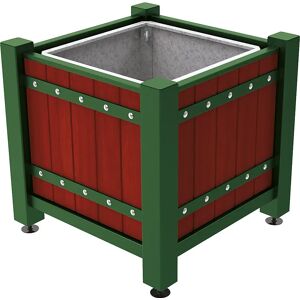 PROCITY Recipiente para plantas SARLAT, H x A x P 855 x 880 x 880 mm, color caoba, verde musgo