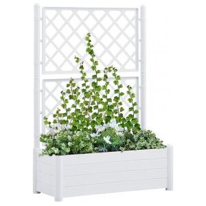 vidaXL Jardinera Con Enrejado Pp Blanca 100x43x142 Cm