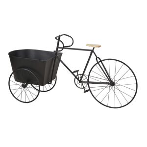 Maisons du Monde Jardinera de bicicleta de metal negro y madera de abeto