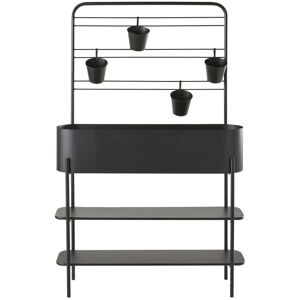 Maisons du Monde Jardinera de metal negro con 4 tarros