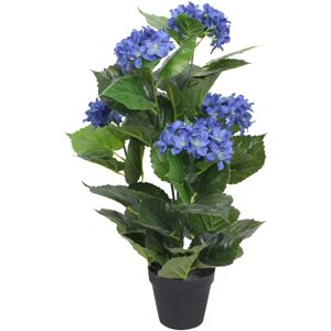 vidaXL Planta artificial hortensia con macetero 60 cm azul