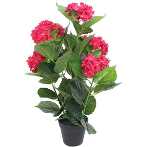 vidaXL Planta artificial hortensia con macetero 60 cm roja