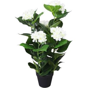 vidaXL Planta artificial hortensia con macetero 60 cm blanca