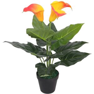 vidaXL Planta Cala Lilly artificial con macetero roja y amarilla 45 cm