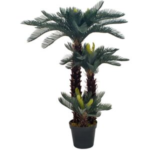 vidaXL Planta artificial palmera cica con macetero 125 cm verde